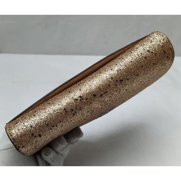 Coach Gold Leather Glitter Credit Card Bifold Wallet - Picture 5 of 16